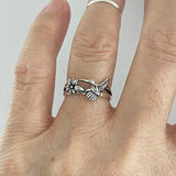 Sterling Silver Flower and Hummingbird Ring, Bird Rings, Spirit Animal Jewelry