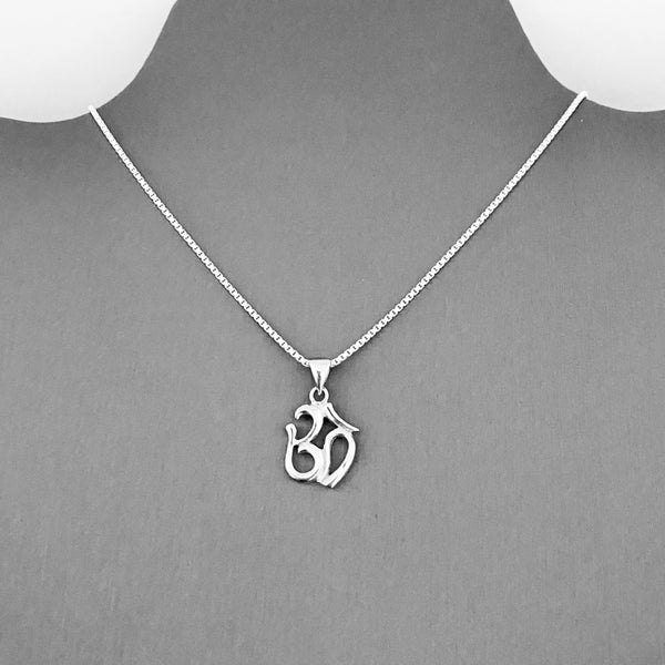Sterling Silver Small OM Necklace, Silver Necklace, Yoga Necklace, Boho Necklace