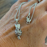 Sterling Silver Filigree Cat Necklace, Silver Chain, Kitty Necklaces, Animal Chains, Kitten