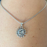 Sterling Silver Moon and Sun Necklace, Moon Necklace, Sunshine Necklace, Necklaces