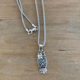 Sterling Silver Small Owl Necklace, Silver Chain, Bird Necklaces, Religious Chains