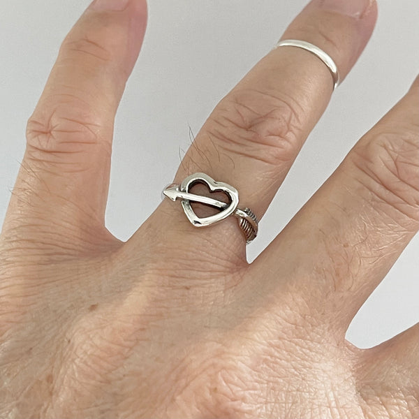 Sterling Silver Heart With Arrow Ring, Silver Ring, Heart Ring, Love Ring