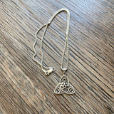 Sterling Silver Triquetra Pentagram Necklace, Silver Chain, Triquetra Necklaces, Moon and Star Chains