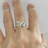 Sterling Silver Sparrow Ring, Bird Ring, Spirit Bird Ring, Silver Ring, Religious Ring
