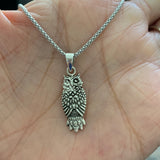 Sterling Silver Small Owl Necklace, Silver Chain, Bird Necklaces, Religious Chains