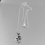 Sterling Silver Small Moon Face and Star Necklace, Silver Chain, Celestial Necklaces, Stars
