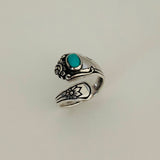 Sterling Silver Spoon Style Ring with Synthetic Turquoise, Spoon Ring, Silver Rings