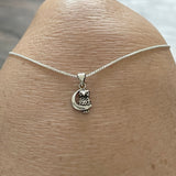Sterling Silver Owl on the Moon Necklace, Silver Necklace, Owl Necklace, Religious Necklace