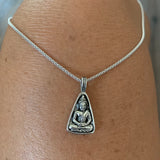 Sterling Silver Buddha Necklace, Silver Necklace, Boho Necklace, Yoga Necklace, Religious Ring