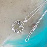 Sterling Silver Flower and Hummingbird Necklace, Silver Chain, Spirit Birds, Animal Necklaces