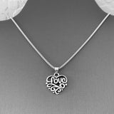 Sterling Silver Love Heart Necklace with Swirls, Silver Chain, Eternity Necklaces
