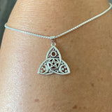 Sterling Silver Triquetra Pentagram Necklace, Silver Chain, Triquetra Necklaces, Moon and Star Chains