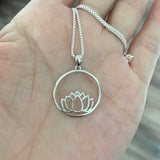 Sterling Silver Lotus Necklace, Silver Chain, Flower Necklaces, Spirit Flowers, Yoga Chains