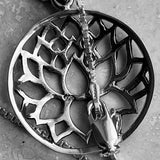 Sterling Silver Large Silhouette Lotus Necklace, Silver Necklace, Flower Necklace, Boho Necklace