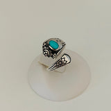 Sterling Silver Spoon Style Ring with Synthetic Turquoise, Spoon Ring, Silver Rings