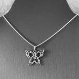 Sterling Silver Triquetra Celtic Butterfly Necklace, Silver Chain, Bug Necklaces