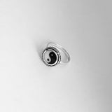 Sterling Silver Round Yin and Yang Ring with Braid, Yoga Ring, Boho Ring, Silver Ring