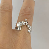 Sterling Sterling Kissing Elephant Ring, Silver Rings, Elephant Ring