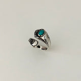 Sterling Silver Spoon Style Ring with Synthetic Turquoise, Spoon Ring, Silver Rings