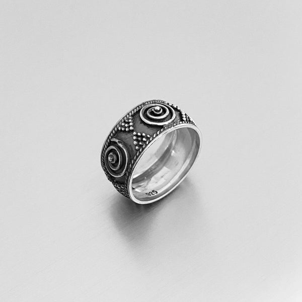 Sterling Silver Vintage Bali Design Ring, Silver Ring, Boho Ring, Silver Band