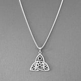 Sterling Silver Triquetra Pentagram Necklace, Silver Chain, Triquetra Necklaces, Moon and Star Chains