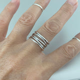 Sterling Silver Wide Band Wrapped Ring, Silver Rings, Boho Ring, Silver Band