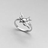 Sterling Silver Sparrow Ring, Bird Ring, Spirit Bird Ring, Silver Ring, Religious Ring