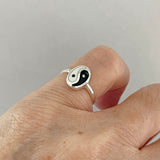 Sterling Silver Small Oval Yin and Yang Ring, Yoga Ring, Boho Ring, Silver Ring