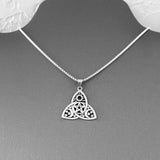 Sterling Silver Triquetra Pentagram Necklace, Silver Chain, Triquetra Necklaces, Moon and Star Chains