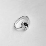 Sterling Silver Small Oval Yin and Yang Ring, Yoga Ring, Boho Ring, Silver Ring