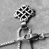 Sterling Silver Quadruple Celtic Hearts Necklace, Silver Chain, Love Knots Necklaces, Celtics