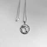 Sterling Silver Flower and Hummingbird Necklace, Silver Chain, Spirit Birds, Animal Necklaces