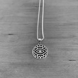 Sterling Silver Religious All Seeing Eye Box Chain Necklace
