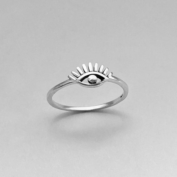 Sterling Silver Small Eye Ring, Silver Rings, Protector Ring, Evil Eye Ring, Religious Ring