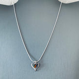Sterling Silver Black Lab Opal CZ Heart Necklace, Silver Chain, Love Necklaces