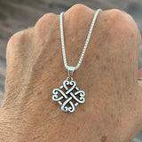 Sterling Silver Quadruple Celtic Hearts Necklace, Silver Chain, Love Knots Necklaces, Celtics