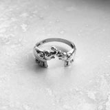 Sterling Sterling Kissing Elephant Ring, Silver Rings, Elephant Ring
