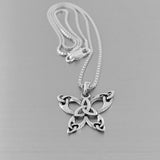 Sterling Silver Triquetra Celtic Butterfly Necklace, Silver Chain, Bug Necklaces