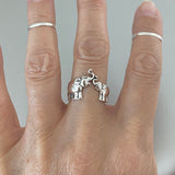 Sterling Sterling Kissing Elephant Ring, Silver Rings, Elephant Ring