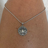 Sterling Silver Lotus Necklace, Silver Chain, Flower Necklaces, Yoga Chains