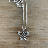 Sterling Silver Triquetra Celtic Butterfly Necklace, Silver Chain, Bug Necklaces