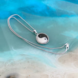Sterling Silver Large Yin and Yang Necklace, Silver Chain, Yoga Necklaces, Religious Chains