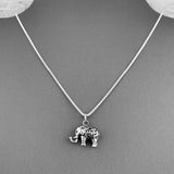 Sterling Silver Filigree Elephant Necklace, Silver Necklace, Animal Necklace, Lucky Elephant Necklace