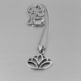 Sterling Silver Cut Out Lotus Necklace, Silver Necklace, Flower Necklace, Spirit Necklace