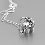 Sterling Silver Filigree Elephant Necklace, Silver Necklace, Animal Necklace, Lucky Elephant Necklace