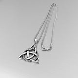Sterling Silver Triquetra and Snake Necklace, Silver Chain, Celtic Necklaces, Animal Chains