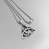 Sterling Silver Triquetra and Snake Necklace, Silver Chain, Celtic Necklaces, Animal Chains