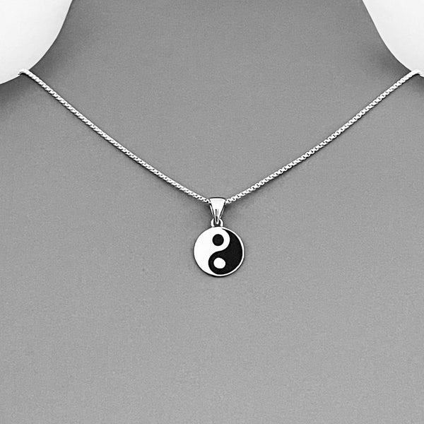 Sterling Silver Small Yin and Yang Necklace, Silver Necklace, Yoga Necklaces