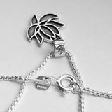 Sterling Silver Little Dainty Lotus Necklace, Silver Chain, Flower Necklaces, Yoga Chains