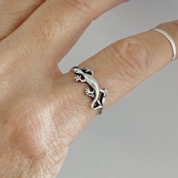 Sterling Silver Lizard Ring, Silver Rings, Reptile Ring, Animal, Snakes, Gecko